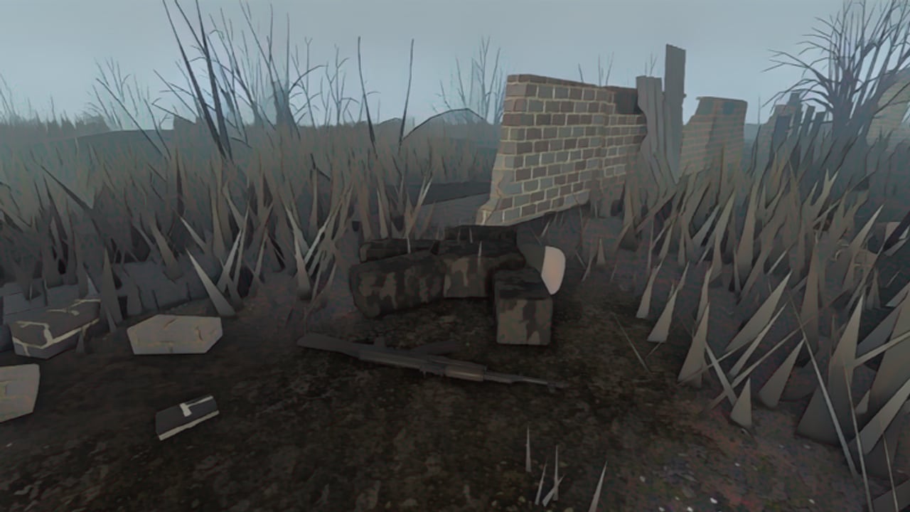 The Lost Front Roblox trench battlefield with soldiers fighting near ruins