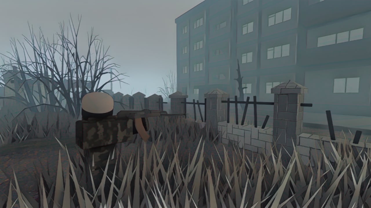 The Lost Front Roblox combat scene showing players pushing through open ground